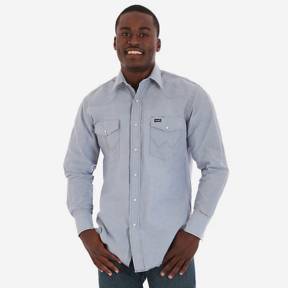 Cowboy Cut Work Western Chambray Long Sleeve Shirt